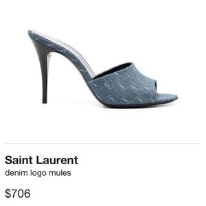 COPY - Saint Laurent denim logo mules